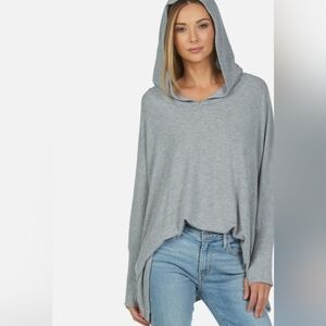 Michael LAUREN Gray Heather Hoodie Lightweight Pullover YOGA THUMB HOLES M/L